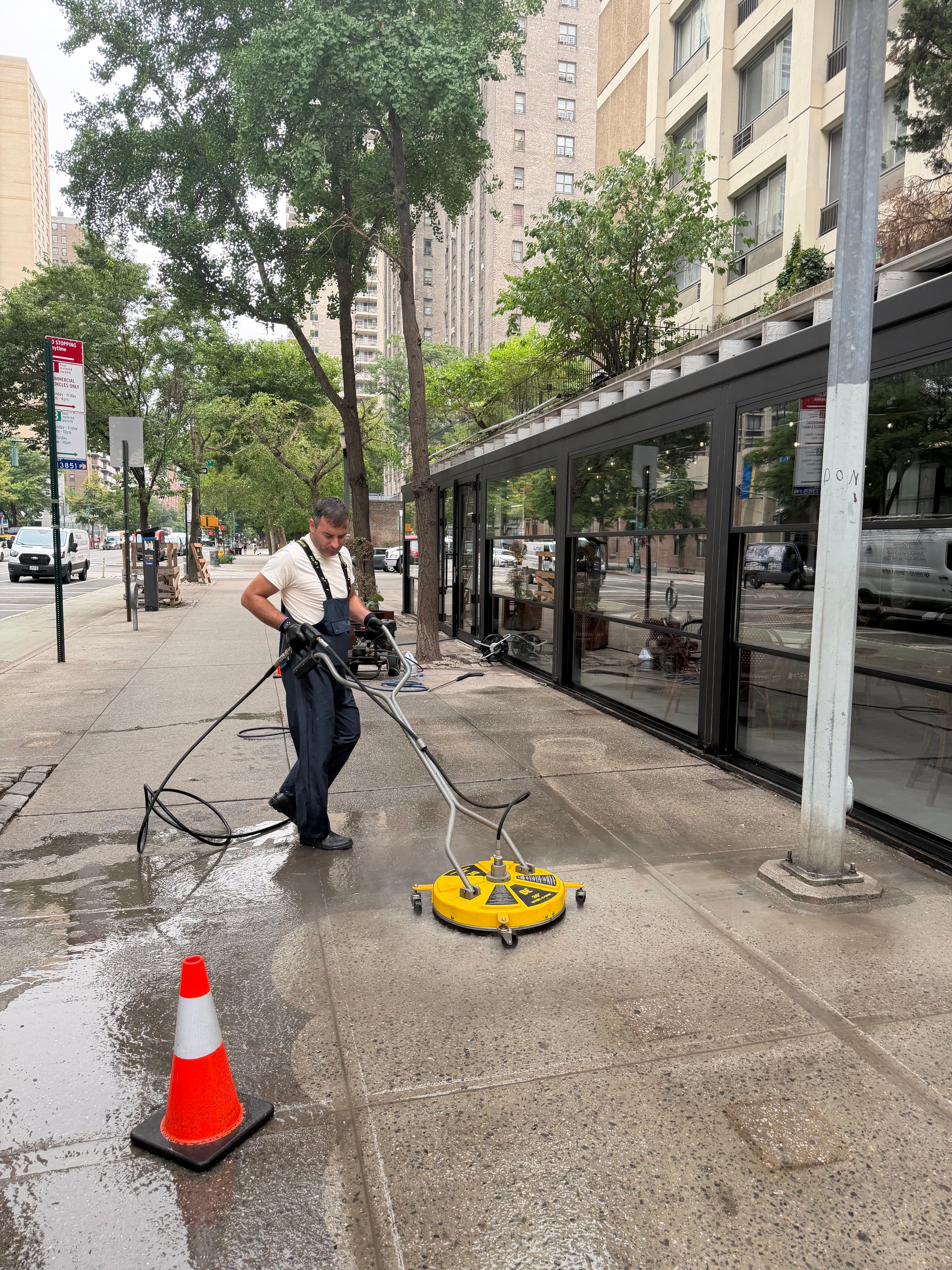 Power washing in progress