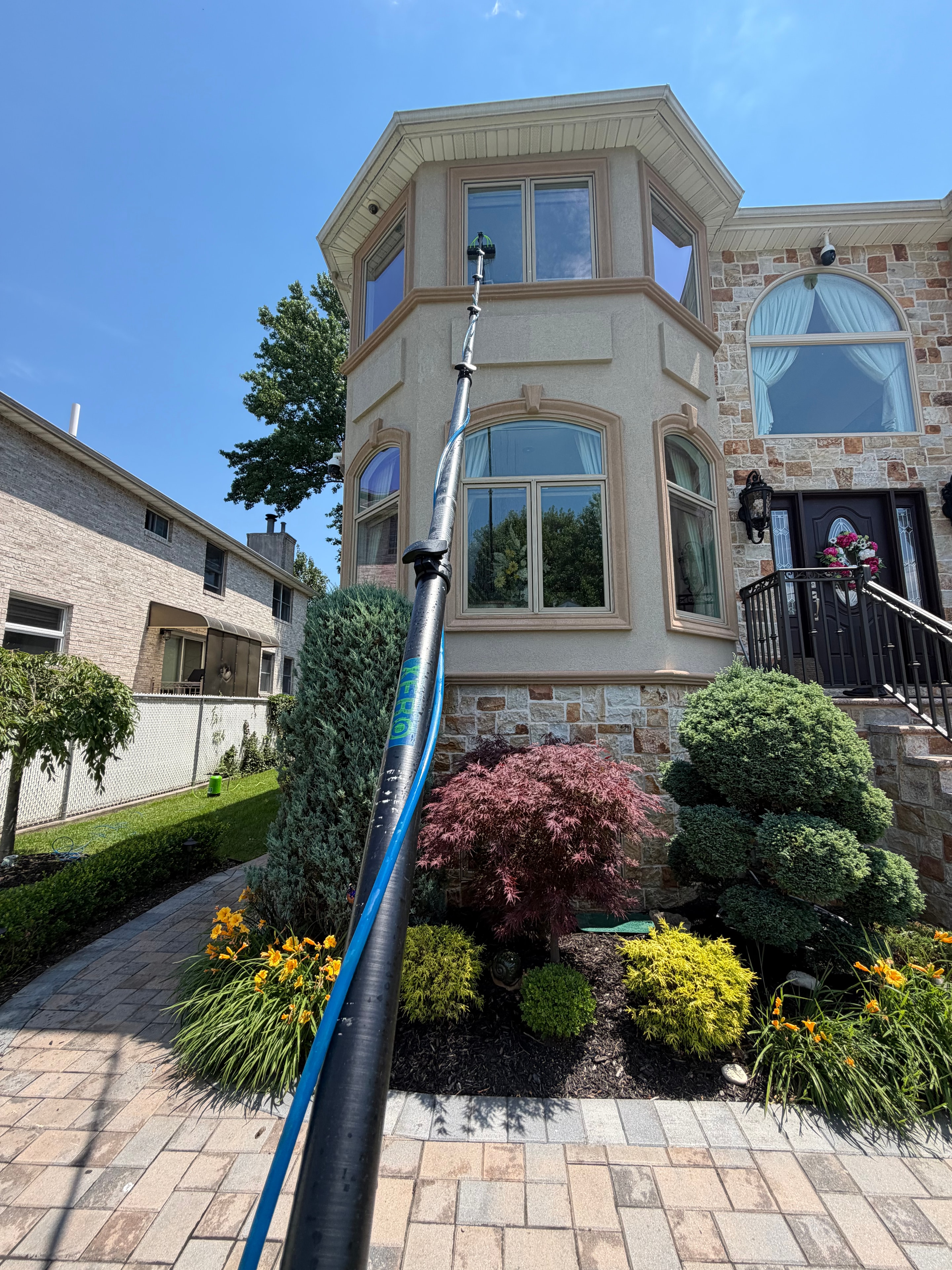 Window cleaning in progress